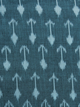 Teal Blue Pochampally Hand Weaved Ikat Mercerised Fabric Per Meter - F003F1265