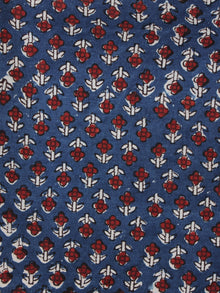 Indigo Ivory Red Ajrakh Hand Block Printed Cotton Fabric Per Meter - F003F2107