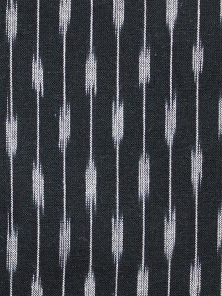 Black Grey Hand Woven Ikat Handloom Cotton Fabric Per Meter - F002F1457