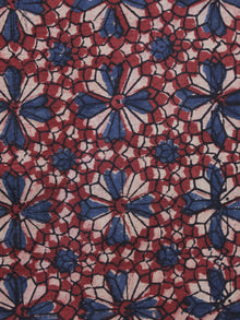 Red Blue Ivory Ajrakh Printed Cotton Fabric Per Meter - F003F1211