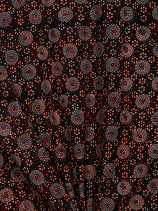 Black Indigo Beige Rust Ajrakh Hand Block Printed Cotton Fabric Per Meter - F003F1789