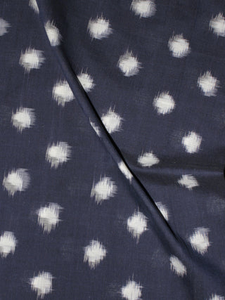 Indigo Ivory Pochampally Hand Weaved Double Ikat Fabric Per Meter - F091F765