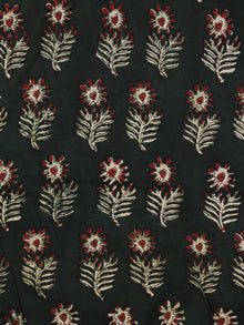 Bottle Green Ivory Red  Ajrakh Hand Block Printed Cotton Fabric Per Meter - F003F2108