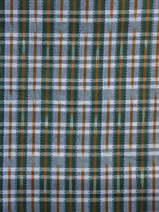 Green Rust White Pochampally Hand Weaved Ikat Fabric Per Meter - F003F1268