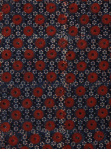 Indigo Red Black Ivory Ajrakh Hand Block Printed Cotton Fabric Per Meter - F003F1790