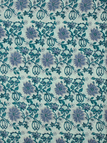 White Grey Green Hand Block Printed Cotton Fabric Per Meter - F001F2048