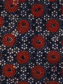 Indigo Red Black Ivory Ajrakh Hand Block Printed Cotton Fabric Per Meter - F003F1790