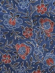 Indigo Rust Black White Ajrakh Hand Block Printed Cotton Blouse Fabric - BPA080