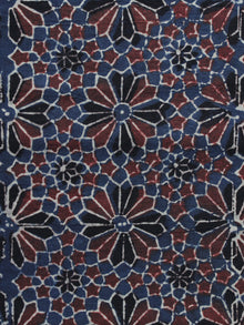 Blue Red Black  Ajrakh Printed Cotton Fabric Per Meter - F003F1213
