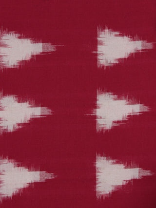 Red Ivory Pochampally Hand Weaved Double Ikat Fabric Per Meter - F091F766