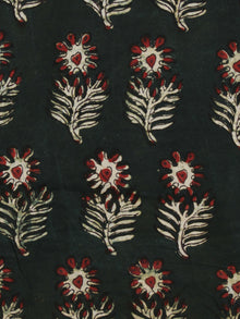 Bottle Green Ivory Red  Ajrakh Hand Block Printed Cotton Fabric Per Meter - F003F2108