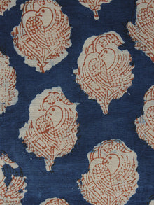 Indigo Maroon Ivory Hand Block Printed Cotton Fabric Per Meter - F001F1102