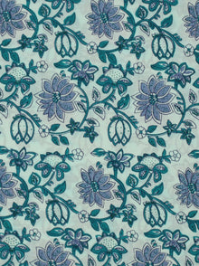 White Grey Green Hand Block Printed Cotton Fabric Per Meter - F001F2048