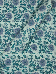 White Grey Green Hand Block Printed Cotton Fabric Per Meter - F001F2048