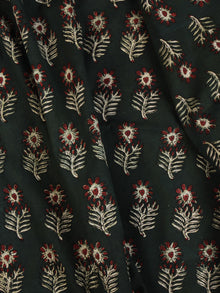 Bottle Green Ivory Red  Ajrakh Hand Block Printed Cotton Fabric Per Meter - F003F2108
