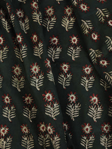 Bottle Green Ivory Red  Ajrakh Hand Block Printed Cotton Fabric Per Meter - F003F2108