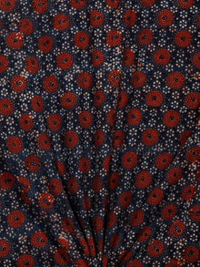 Indigo Red Black Ivory Ajrakh Hand Block Printed Cotton Fabric Per Meter - F003F1790