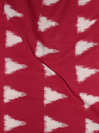 Red Ivory Pochampally Hand Weaved Double Ikat Fabric Per Meter - F091F766