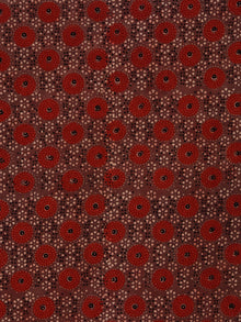 Brown Rust Beige Black Ajrakh Hand Block Printed Cotton Fabric Per Meter - F003F1791