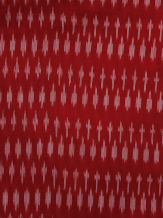 Red White Pochampally Hand Weaved Ikat Mercerised Fabric Per Meter - F003F1267