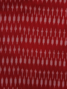 Red White Pochampally Hand Weaved Ikat Mercerised Fabric Per Meter - F003F1267
