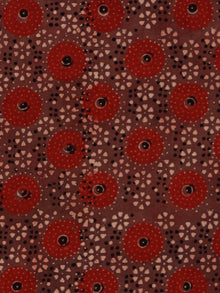 Brown Rust Beige Black Ajrakh Hand Block Printed Cotton Fabric Per Meter - F003F1791