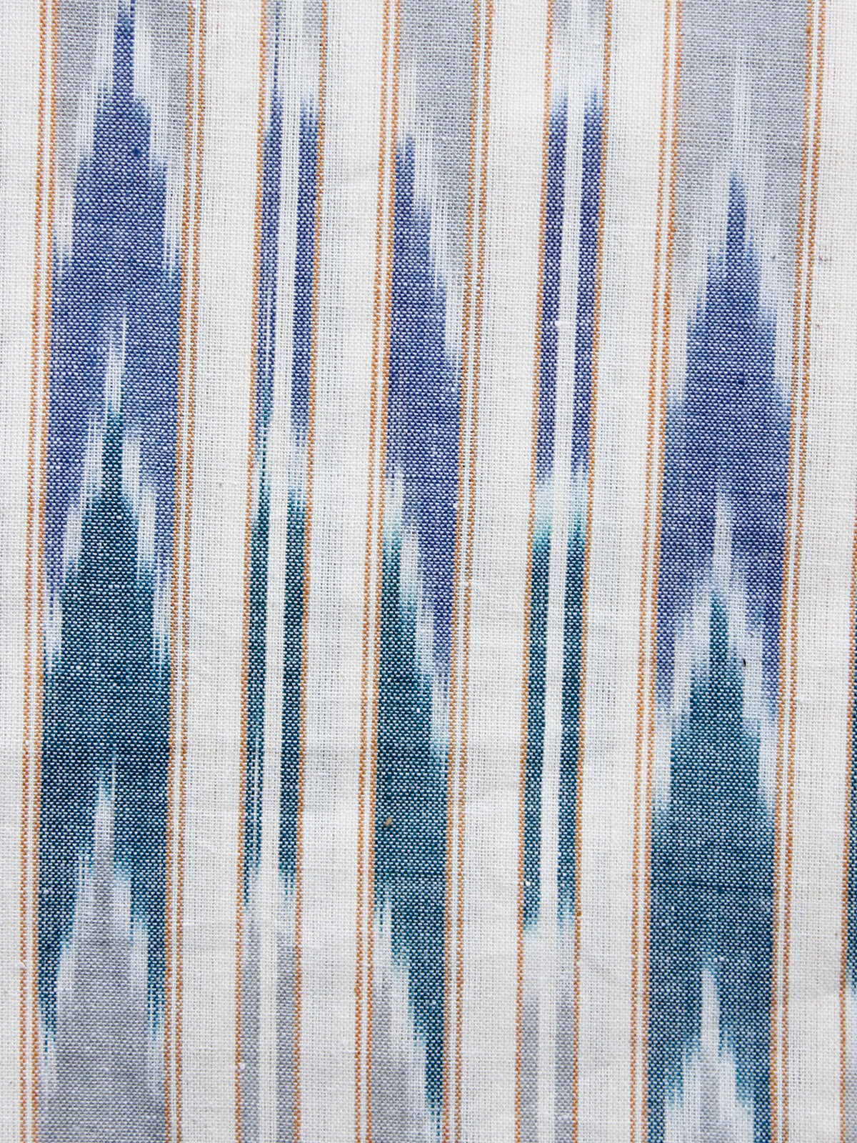 White Blue Beige Pochampally Hand Woven Ikat Cotton Fabric Per Meter - F002F1459