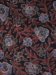 Black Rust Biege Ajrakh Hand Block Printed Cotton Blouse Fabric - BPA081