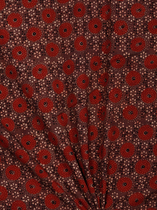Brown Rust Beige Black Ajrakh Hand Block Printed Cotton Fabric Per Meter - F003F1791