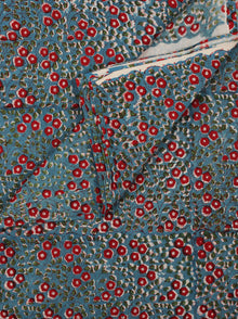 Teal Blue Red Green Hand Block Printed Cotton Fabric Per Meter - F001F2045