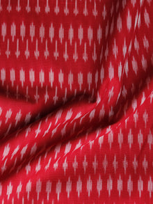 Red White Pochampally Hand Weaved Ikat Mercerised Fabric Per Meter - F003F1267