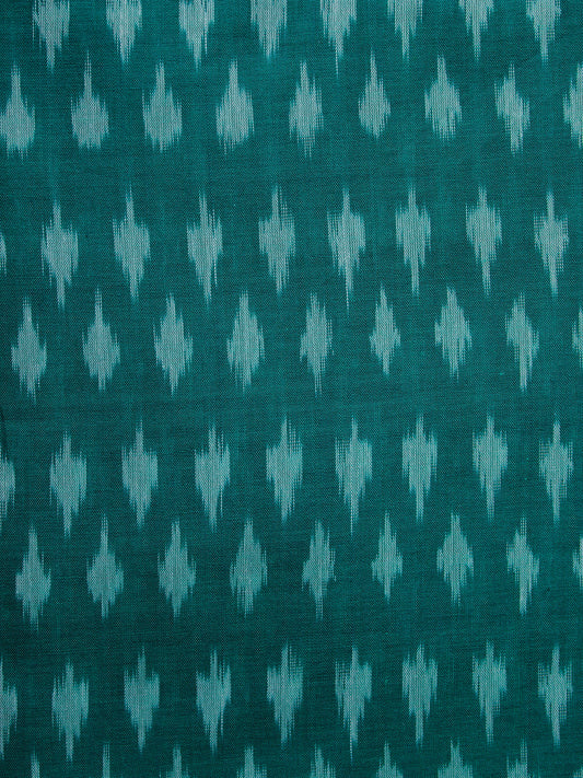 Teal Green Pochampally Hand Weaved Ikat Mercerised Fabric Per Meter - F003F1270