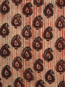Maroon Beige Black Hand Block Printed Cotton Fabric Per Meter - F001F1104