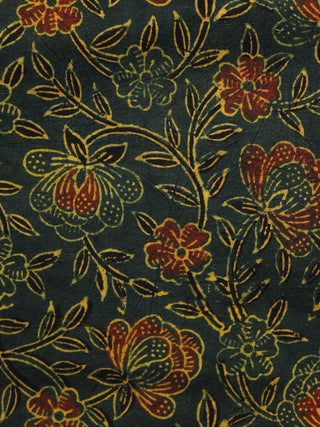 Green Maroon Yellow Black Ajrakh Hand Block Printed Cotton Blouse Fabric - BPA082