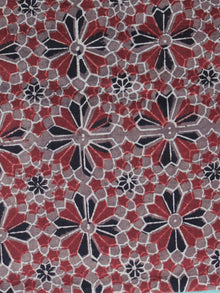 Brown Red Black Ajrakh Printed Cotton Fabric Per Meter - F003F1214