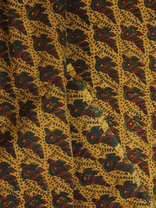 Mustard Bottle Green Maroon Ajrakh Hand Block Printed Cotton Fabric Per Meter - F003F2110