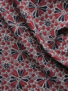 Brown Red Black Ajrakh Printed Cotton Fabric Per Meter - F003F1214