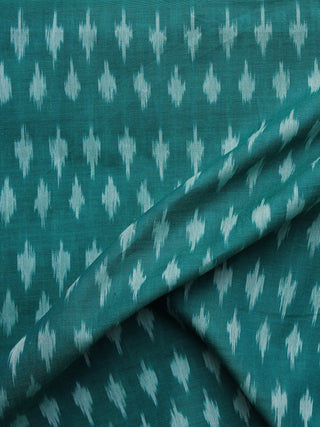 Teal Green Pochampally Hand Weaved Ikat Mercerised Fabric Per Meter - F003F1270