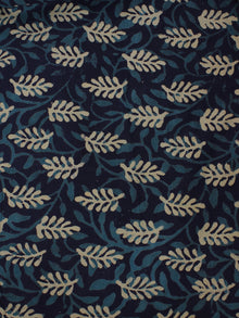 Indigo Blue Ivory Hand Block Printed Cotton Cambric Fabric Per Meter - F0916110