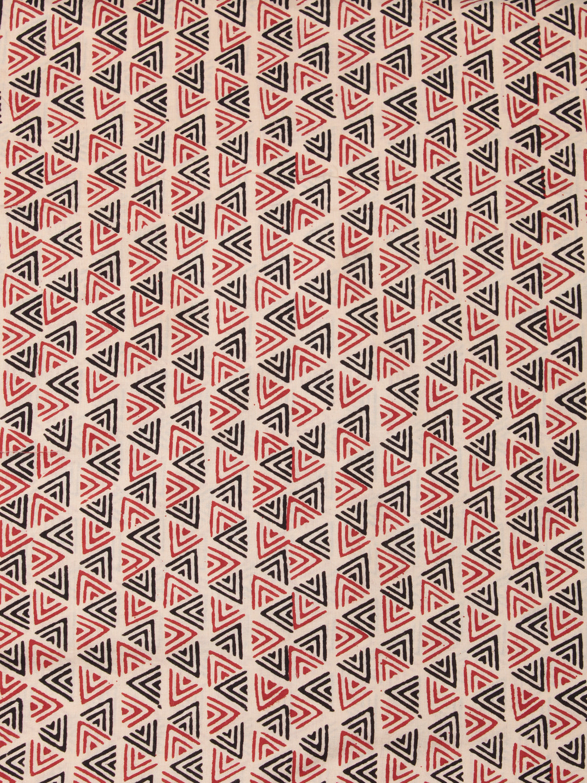 Beige Red Black Hand Block Printed Cotton Fabric Per Meter - F001F2443