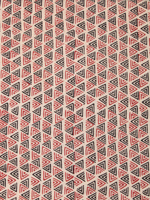 Beige Red Black Hand Block Printed Cotton Fabric Per Meter - F001F2443