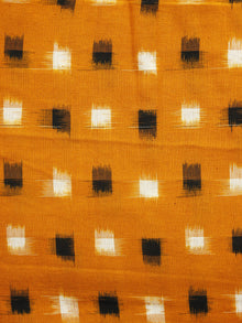 Mustard Black Ivory Pochampally Hand Woven Double Ikat Fabric Per Meter - F002F1054