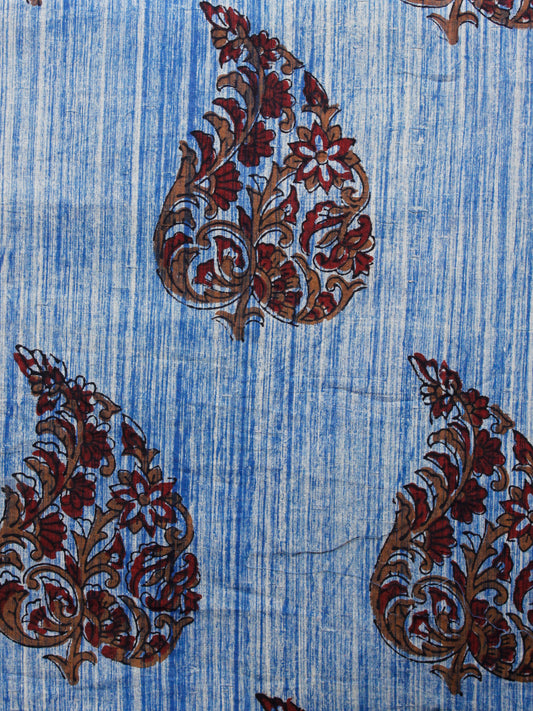 Indigo Ivory Peanut Brown Maroon Hand Block Printed Cotton Fabric Per Meter - F001F1559