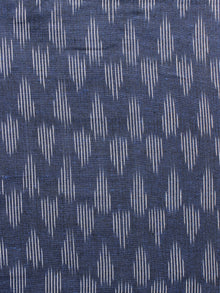 Blue White Pochampally Hand Woven Ikat Fabric Per Meter - F002F940