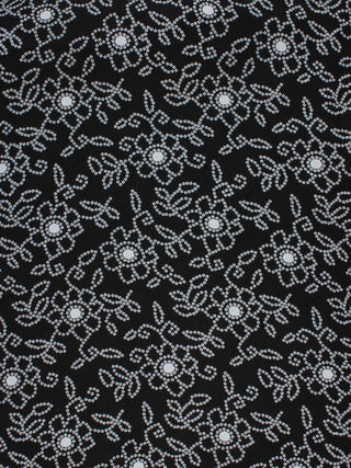 Black White Hand Block Printed Cotton Fabric Per Meter - F001F2287