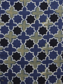 Indigo Green Black Ajrakh Printed Cotton Fabric Per Meter - F003F1162