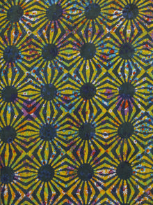Yellow Green Multi Color Hand Block Printed Cotton Fabric Per Meter - F001F773