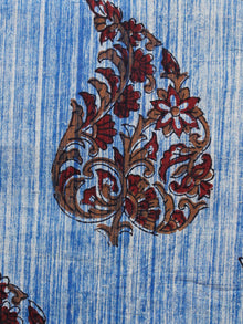 Indigo Ivory Peanut Brown Maroon Hand Block Printed Cotton Fabric Per Meter - F001F1559