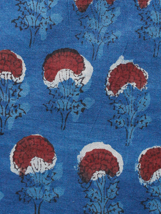 Indigo Brown Black Hand Block Printed Cotton Fabric Per Meter - F001F1336