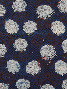 Indigo Ivory Black Rust Hand Block Printed Cotton Fabric Per Meter - F001F1740